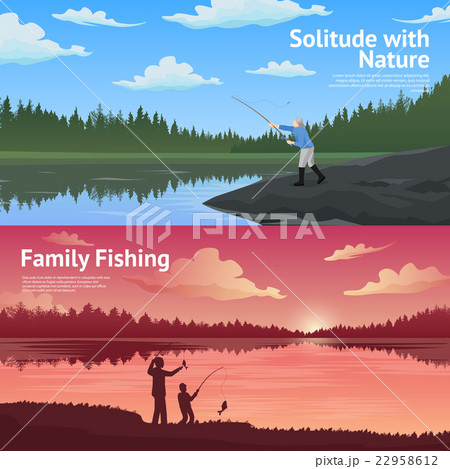 Family Fishing Horizontal Banners Set 22958612