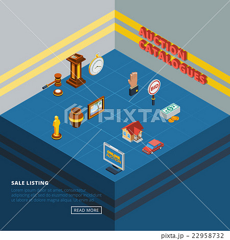 Isometric Auction Element Icon Set 22958732