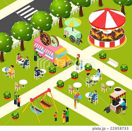 Street Food Truck Isometric Composition Poster  22958733