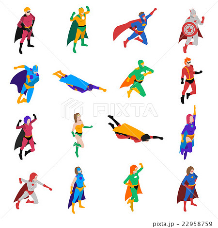 Superhero Popular Character Isometric Icons Set Superhero Popular Character Isometric Icons Set 22958759