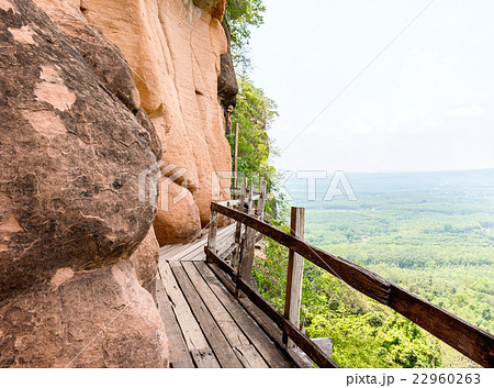 Wooden walkway on sandstone mountains 22960263