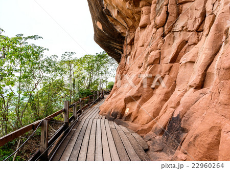 Wooden walkway on sandstone mountains Wooden walkway on sandstone mountains 22960264