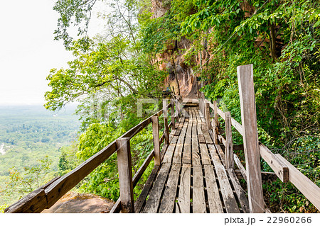 Wooden walkway on sandstone mountains 22960266