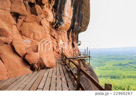 Wooden walkway on sandstone mountains 22960267