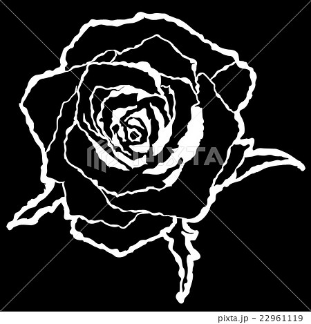 バラ 白黒 イラスト 素材 モノクロ シルエット ばら 薔薇のイラスト素材