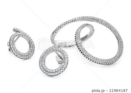 Unusual shape silver ring and pair stud earrings Unusual shape silver ring and pair stud earrings 22964187