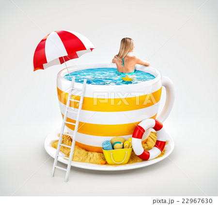 Cute young woman swims 22967630