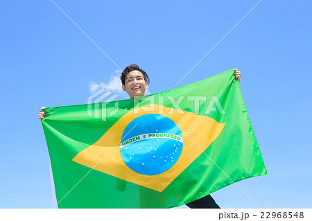 Excited man holding brazil flag 22968548