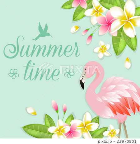 Flowers and pink flamingo 22970901