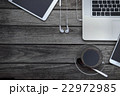 Coffee cup smart phone tablet and laptop on wood  22972985