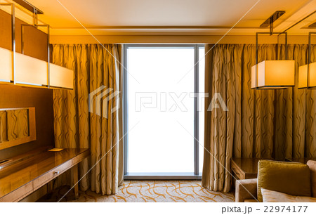 Hotel room and blank window 22974177