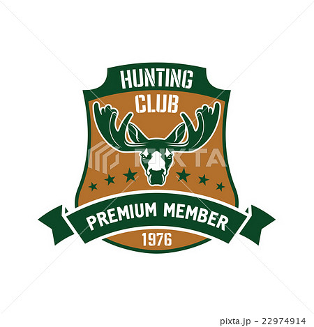 Hunting club membership badge with mature elk 22974914
