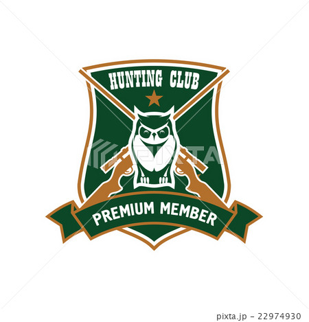 Forest owl with rifles badge for hunting design 22974930