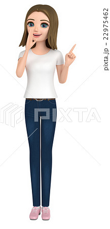 Tシャツを着た少女は、小声で説明している。 22975462