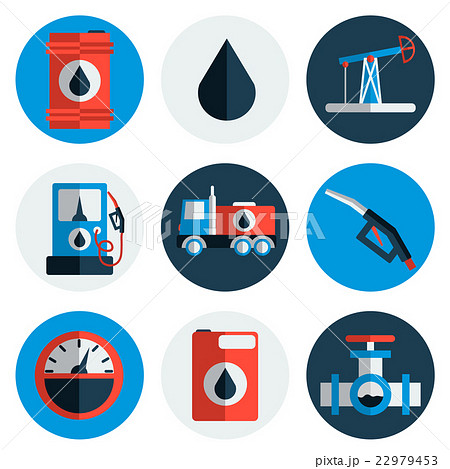 Gas trade vector flat icon set 22979453