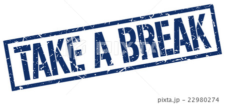 take a break blue square vintage rubber stamp 22980274