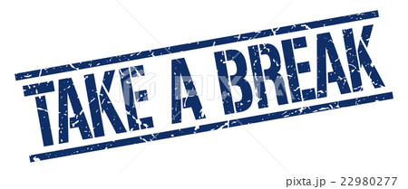 take a break blue square vintage rubber stamp 22980277