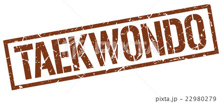 taekwondo brown grunge square vintage rubber stamp 22980279