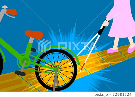 点字ブロックの上の自転車のイラスト素材