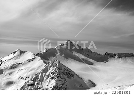 Black and white view from the ski slope Black and white view from the ski slope 22981801