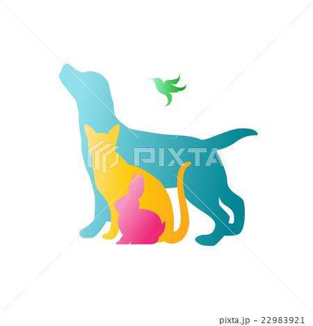 Vector of pets - Dog, cat, rabbit, hummingbird 22983921