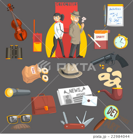 Detectives And Their Equipment Objects Set 22984044