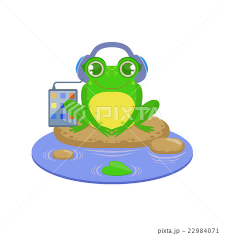 Cartoon Frog Character Listening the Music 22984071