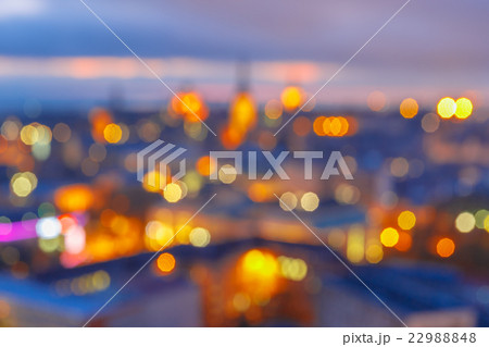 Bokeh photo of old town at sunset, Tallinn 22988848