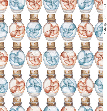Watercolor fetus in the glass bottle 22989051