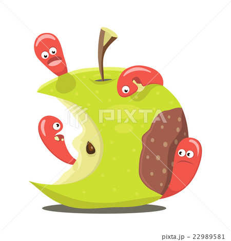 Worm eaten rotten apple - Stock Illustration [22989581] - PIXTA