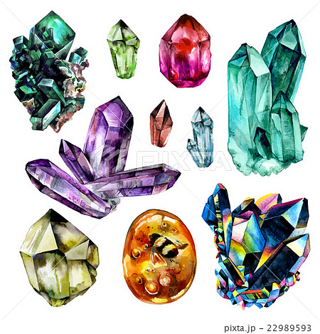 Watercolor Gems Collectionのイラスト素材