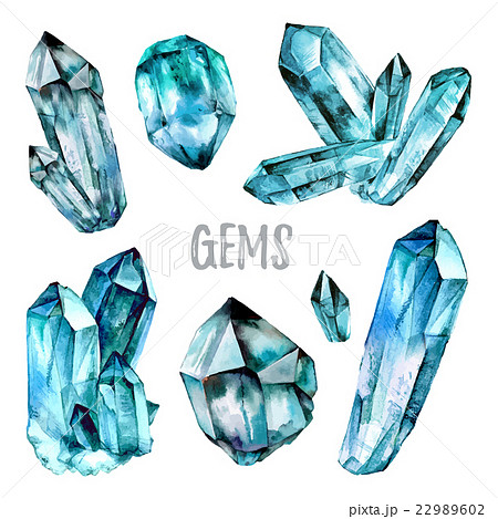 Watercolor Gems Collectionのイラスト素材