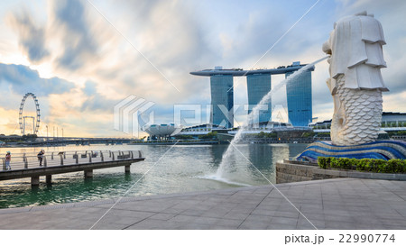 Singapore central quay. Modern city at sunrise 22990774