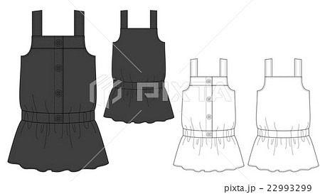 キャミソール ぺプラムスカートのデザイン画のイラスト素材