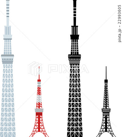スカイツリーと東京タワーのイラスト素材