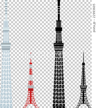 スカイツリーと東京タワーのイラスト素材 スカイツリーと東京タワーのイラスト素材