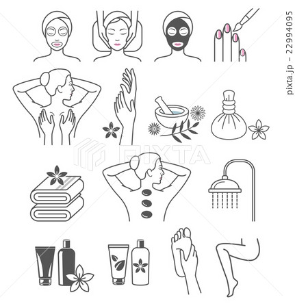 Spa Massage Therapy Skin Care & Cosmetics Icons. 22994095