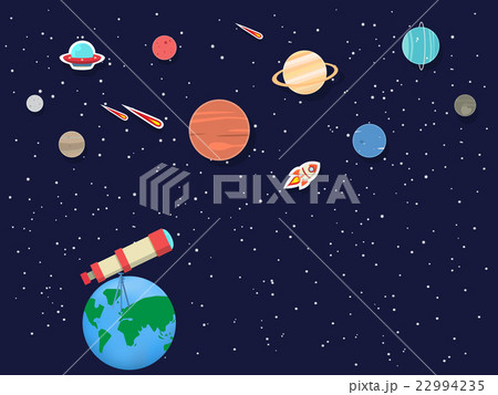 set of planets and sun in solar system with telesc 22994235