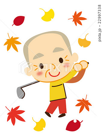 スポーツの秋 ゴルフをするお爺ちゃん スポーツの秋 ゴルフをするお爺ちゃん 22997338