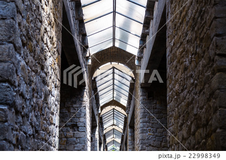 industrial interior of old building with windows industrial interior of old building with windows 22998349