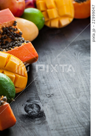 Fresh raw tropical fruits 22999047