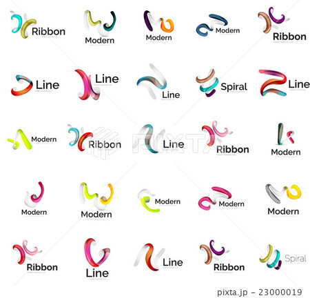 Set of abstract ribbon logo icons 23000019