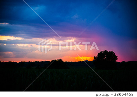 Colorful sunset with clouds 23004458