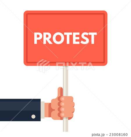 Hand holding protest sign 23008160