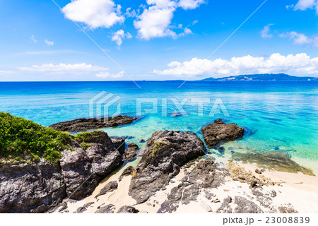 海、海岸、岸、風景、海景。沖縄、日本、アジア。 23008839