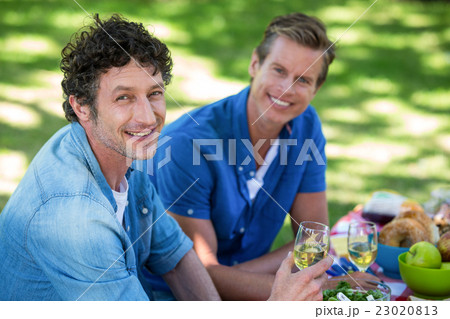 Friends having a picnic with wine Friends having a picnic with wine 23020813