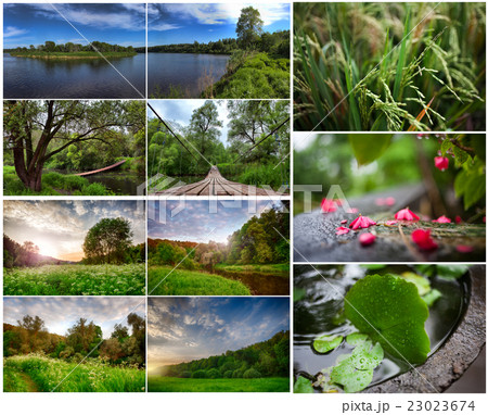 set of summer landscapes set of summer landscapes 23023674