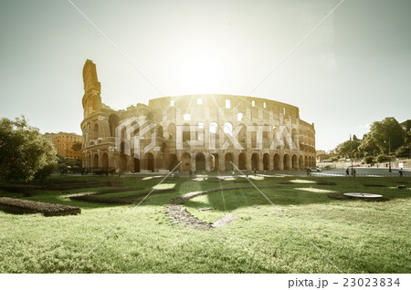 Colosseum in Rome and morning sun, Italy 23023834