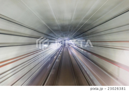 Heigh velocity speeding underground train 23026381