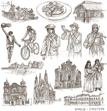 Lithuania. Pictures of Life. Hand drawn collection 23027209